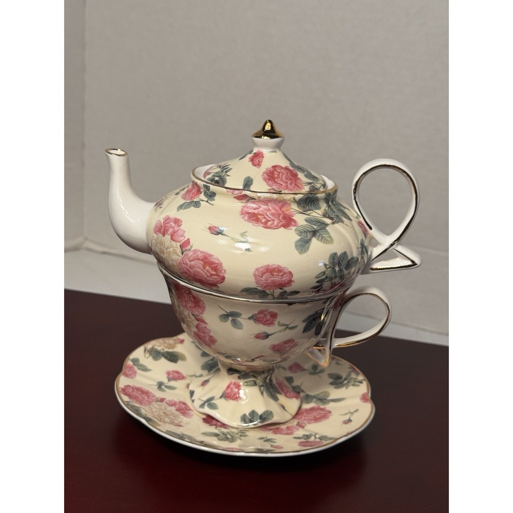 grace teaware tea for one Peony And Rose Floral Teapot Cup Saucer